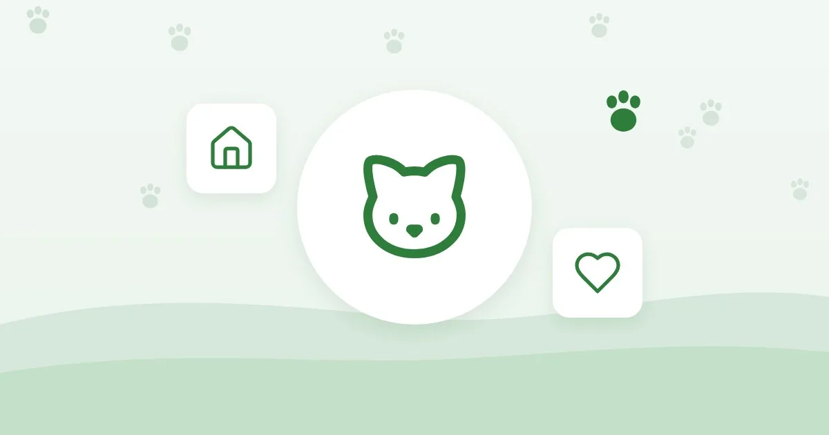 Illustration of a cat with a house and a heart